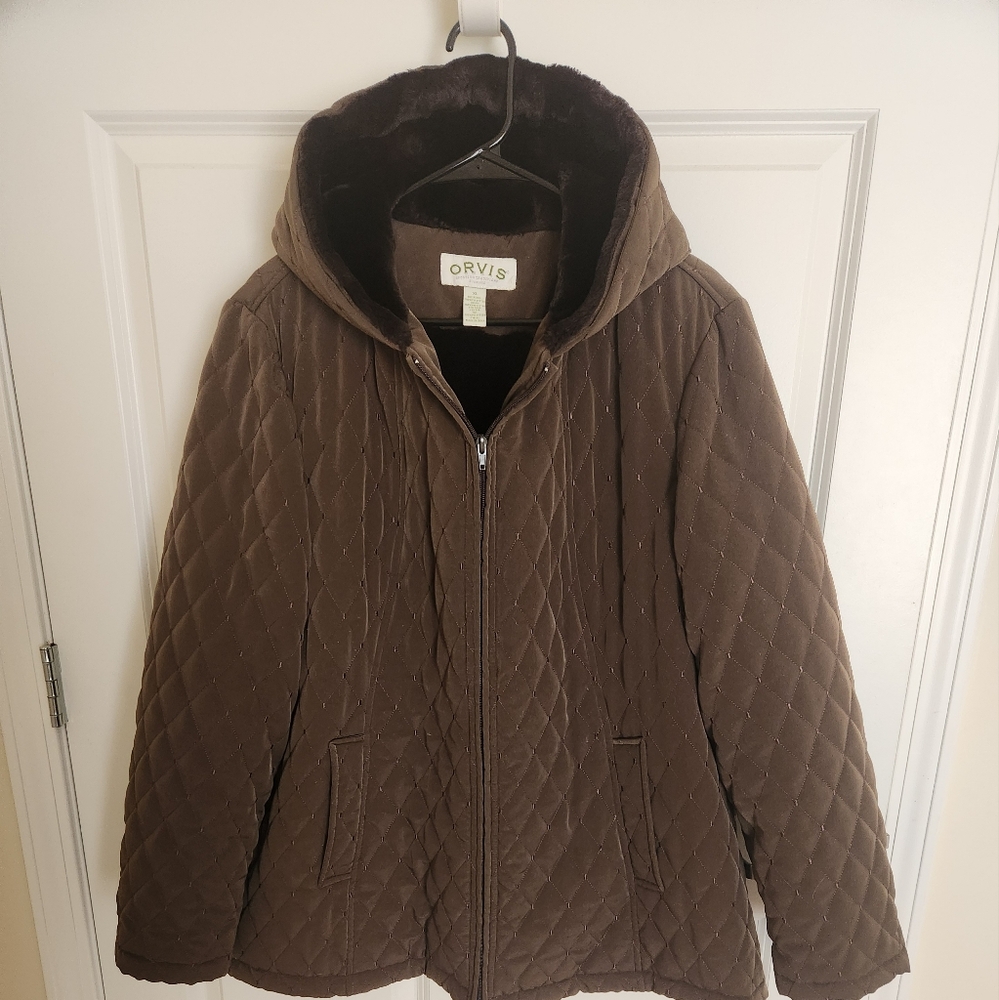 Orvis Jacket, Brown Hooded   XL  *Vintage*